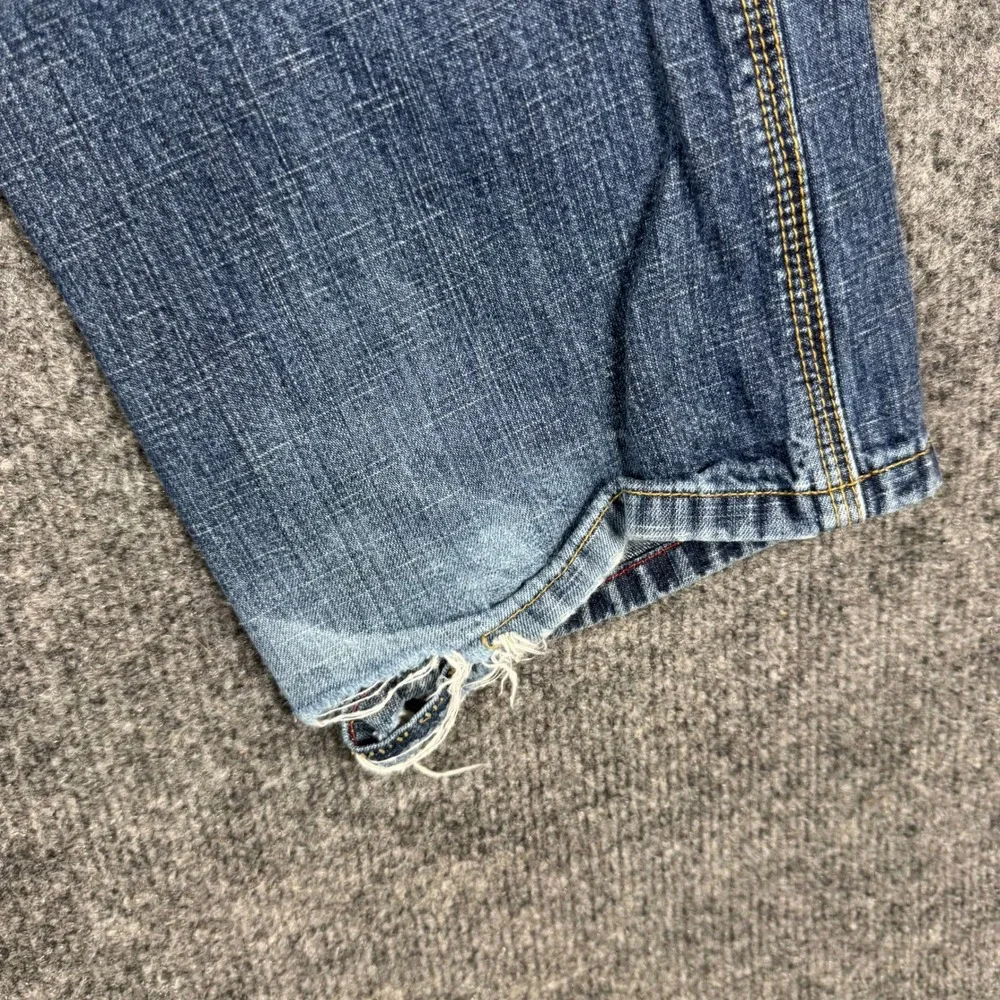 Tommy Jeans Carpenter Pants Boys Size 10 Blue Denim Utility Relaxed Frayed Hem